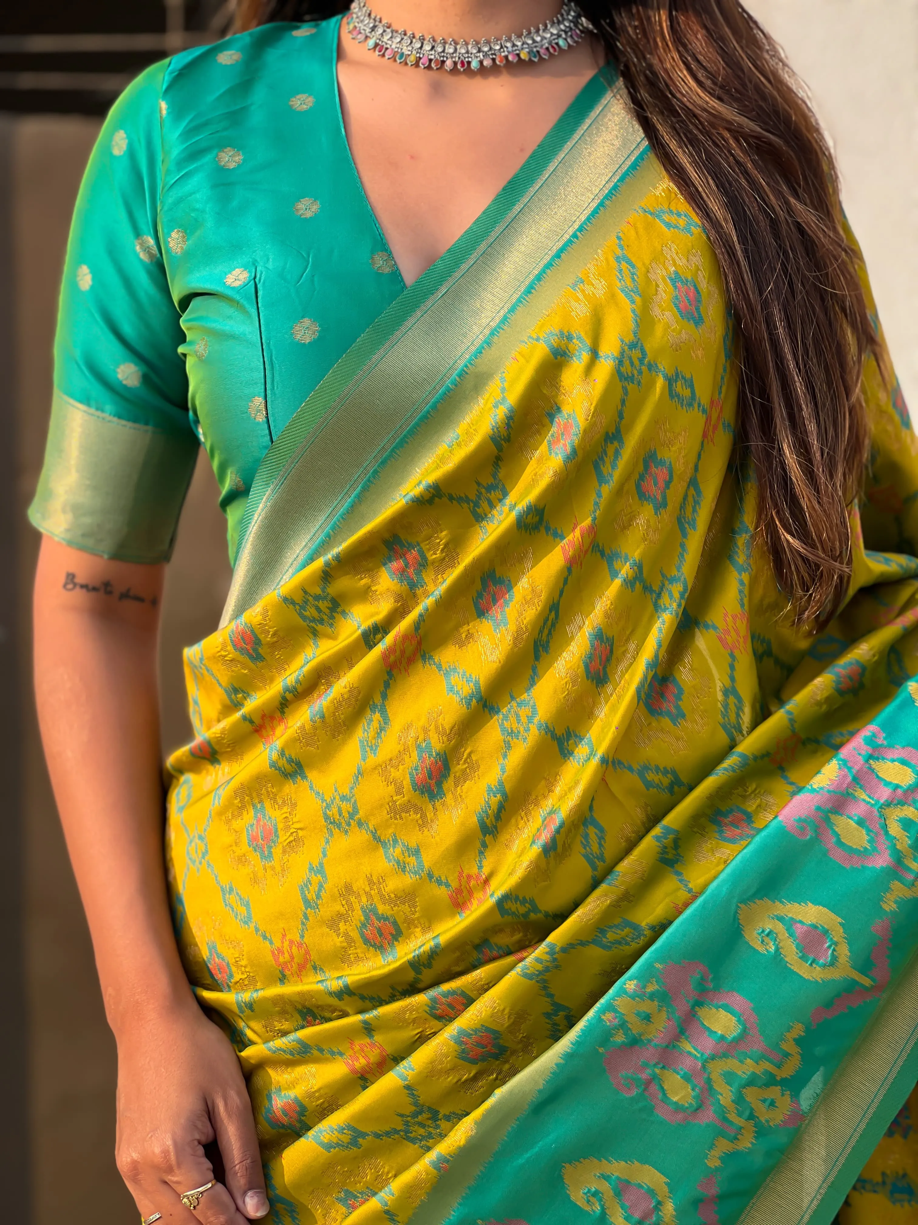 Buy Satarangi Ikkat Premium Saree in Surat - Reseller Bazzar